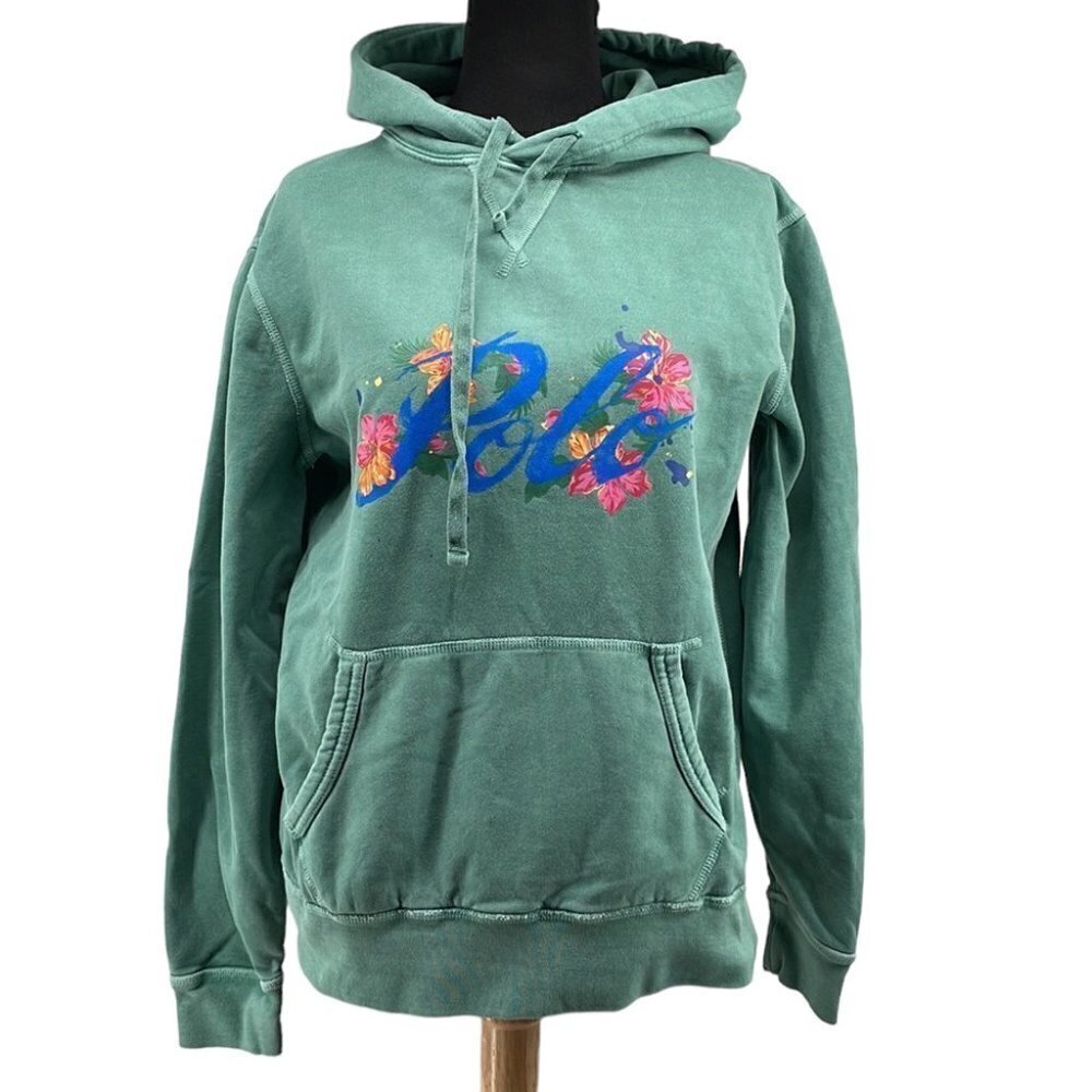 Polo Ralph Lauren painted floral hoodie y2k beach vacation Hamptons sz sm